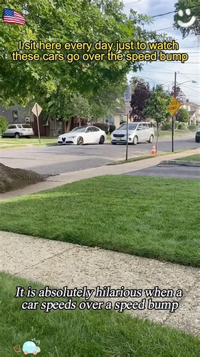 I sit here every day just to watch these cars go over the speed bump#funny #funnyvideos #funnytiktok
