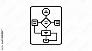 Animated Flowchart Icon Illustrating Process Steps and Decision Points with Clean Lines