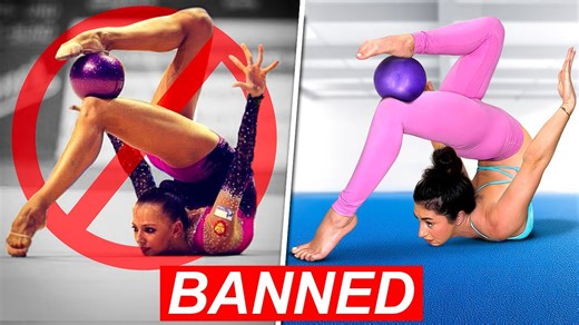 Trying banned rhythmic gymnastics tricks shocks spectators