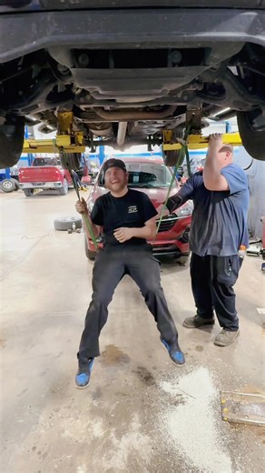 Teamwork makes the lift work 😎💪 Here at Hawkins Chevrolet, it’s more than fixing cars — it’s about lifting each other up (sometimes literally). A little laughter and a lot of teamwork keep this place running strong! #theseguysaregood #HawkinsChevrolet #MoraleMatters | Hawkins Chevrolet