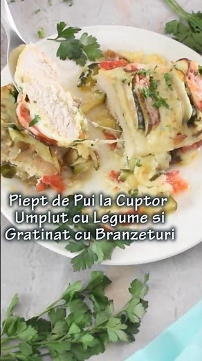 Piept de Pui la Cuptor Umplut cu Legume🍆si Gratinat cu Mozzarella #pieptdepui #puiculegume #shorts