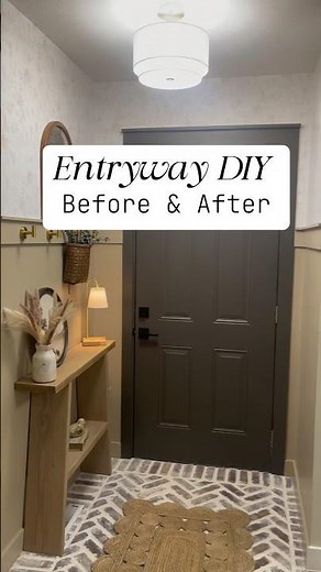 Entryway DIY reveal ✨ Board & batten, wallpaper, hooks + decor makeover!