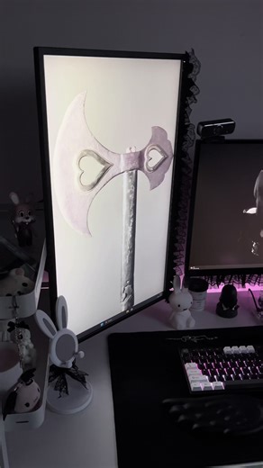 setup update 🦷🎀 got a new desk shelf from ikea its so cutee! #horror #setup #gaming #morute #pc