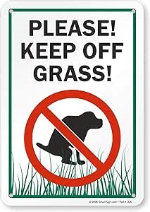 SmartSign - S-5622-PL-10 "Please Keep Off Grass!" No Dogs Sign | 7" x 10" Plastic Black/Green/Red on White