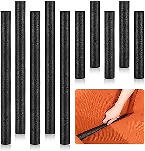 LEIFIDE 10 Pcs Sofa Slipcover Tuck Grips in Two Sizes, 15.7" and 7.9" Thicker Stretch Non Slip Foam Stick Stays for Sofa Essential Tuck Grips for Slipcovers Furniture Protector Armchairs (Black)