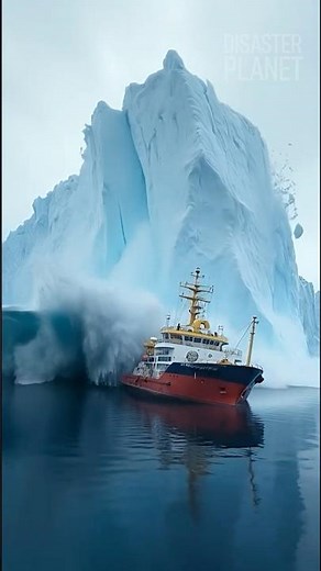 Iceberg Collapse: Ship Seconds from Disaster!