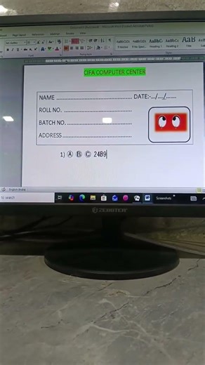MS Word mein OMR sheet create karna #computer #computerscience #education #chirawa