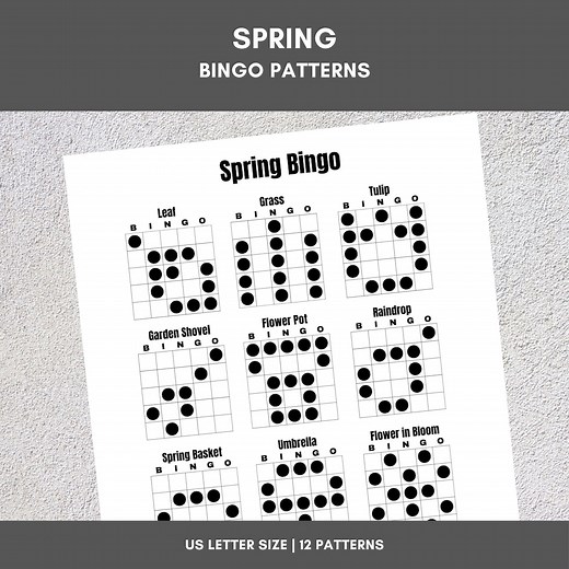 Printable Bingo Patterns | Spring Bingo | 12 Fun Patterns | Party, Event, Classroom, Fundraiser, Family, Tournament, Game Board - Etsy