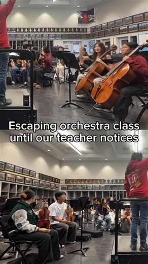 Arcadia High School Orchestras on Instagram: "Do you think our teacher noticed 👀 All jokes aside, we are very thankful for our orchestra teachers @pinchenmusic and @connieetu ❤️ thank you for making orchestra so special 🎻 #orchestra #music #fyp #trending #highschoolorchestra escape"