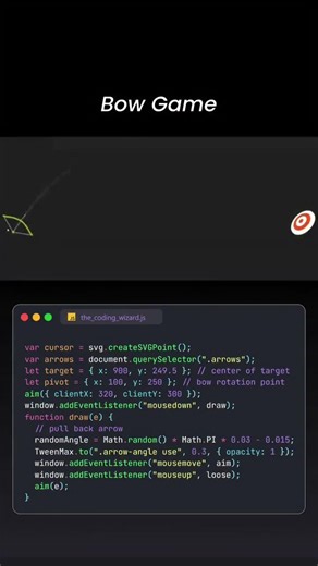 Bow Game 🏹 Source Code -> Link in bio🔥💥 Follow @the_coding_wizard Follow @the_coding_wizard Follow @the_coding_wizard Tag your friends that need to see this! 🙏 • • Turn on post notification so you don't miss any single post 📲 • • __________________________________ Like our content ? Hit that follow button! ⬇️ 👉 @the_coding_wizard 👉 @the_coding_wizard __________________________________ #Programmer #programming #developer #computerscience #softwaredeveloper