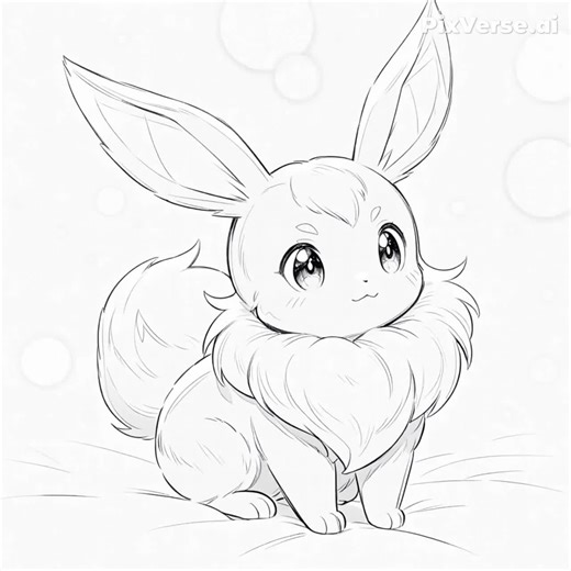 This cute Eevee goes from sketch to fully colored plush — soft, cozy, and totally heart-melting! #Eevee, #Pokemon, #Animation, #CuteArt, #PixVerse, #FYP