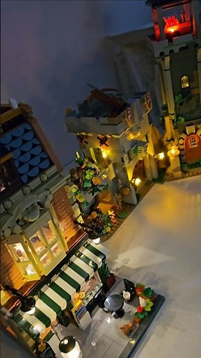 Nighttime FunWhole Medieval Watchtower (F9027)[1625 pcs] vs Book Cafe (F9031)[1718 pcs] #shorts TBBL