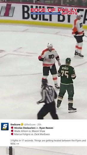 133K views · 637 reactions | What started as Hockey Night in St. Paul quickly turned into Fight night. Three fights happened within just 16 seconds on the game clock. #flyers #mnwild #nhl #philadelphia #philadelphiaflyers | Edge of Philly Sports | Facebook
