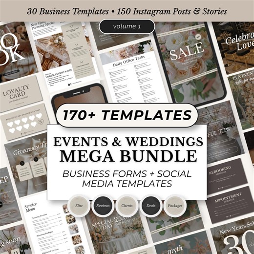Event Planner Templates: Wedding Planning Forms & Social Media Bundle (canva) - Etsy