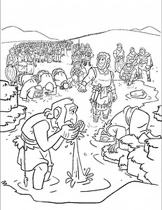 Generations of Grace, Third Edition, Year 1, Lesson 38: Gideon’s Life And the LORD said to Gideon, “The people are still too many. Take them down to the water, and I will test them for you there, and anyone of whom I say to you, ‘This one shall go with you,’ shall go with you, and anyone of whom I say to you, ‘This one shall not go with you,’ shall not go.” So he brought the people down to the water. And the LORD said to Gideon, “Every one who laps the water with his tongue, as a dog laps, you s