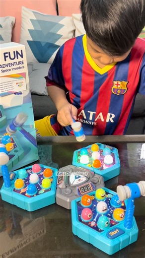 3-Player Whack-a-Mole Space Adventure 🪅Get this for only php 1,580!🌟 🪅Now three players can compete at once! Arcade whack-a-mole game with 21 light-up targets and 3 soft mallet perfect for friend and family playtime. 🪅Includes Solo Practice, 3-Player Battle, and Memory Challenge Modes. Adjustable difficulty levels make it suitable for ages 3 and fun for adults too! 🪅Flashing LED targets, cheerful voice prompts, and energetic sound effects create a thrilling atmosphere. Triple score displays