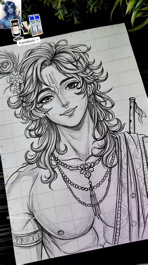 Lord krishna 🦚 Drawing In Anime Style 😍❤️‍🩹✍️ Janmashtami Krishna #shorts #krishna #anime #drawing