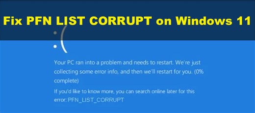 How to Fix PFN LIST CORRUPT Error on Windows 11