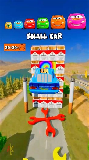 🌈Tiny Car Jump the Marlboro Portal… and GROWS to IMPOSSIBLE SIZE!🌈#shorts #beamngdrive