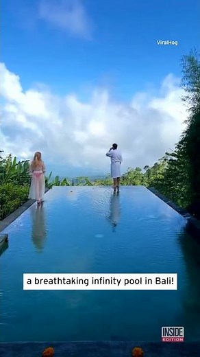 Woman Falls Into Infinity Pool After Romantic Photo Op #shorts