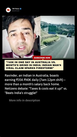 "₹40K in ONE Day in Australia vs. Month's Grind in India: Indian Man's Viral Claim Sparks Firestorm!