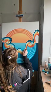 Reposting this piece from 2 years ago because there are paintings that are long sold that I still think about a lot! This one especially lately because of the groovy chick vibe flower pieces that I shared last week reminded me how much I love this piece - it’s on of my favs! 🙌🏻 I really need to give the gradient rings another go at some point - or another shape?! I’ve done diamond but hexagon could look cool? Anyways, in the meantime.. this piece ‘Groovy, Baby!’ is available as a print on my w