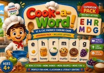 Cook-a-Word! Expansion Pack 1 – EHRMDG Printable Phonics Word Building Game