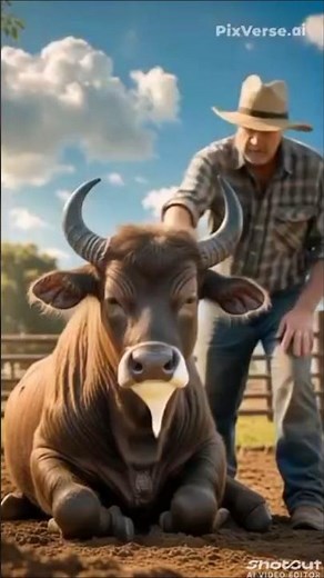 “Powerful Bull and Caring Farmer – Emotional Farm Scene” #viral #ai #animals