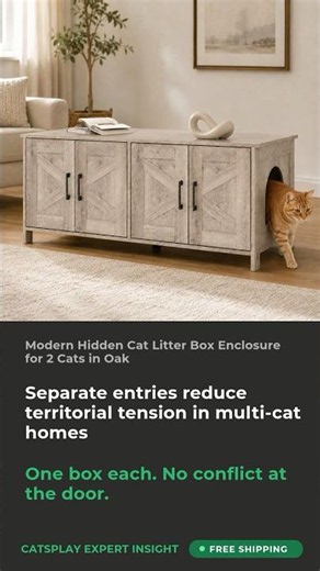 Modern Hidden Cat Litter Box Enclosure for 2 Cats in Oak — Expert Insight | CatsPlay