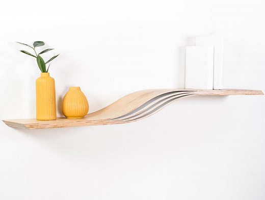 Curved Floating Shelf Wall Mounted, Modern Walnut Hanging Design Shelves, Wooden Oak Bracketless Shelves, Wavy Bookshelf Geometric (wave) - Etsy