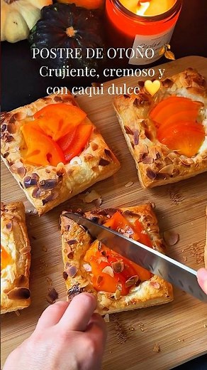 Postre de otoño 🍂 con hojaldre, crema y caqui – fácil, rápido y delicioso #sincerohome