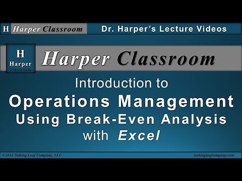 Operations Management-Break Even Analysis-with Excel | Dr. Harper's Classroom