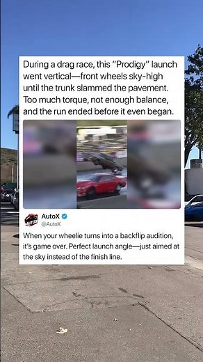 During a drag race, this “Prodigy” launch went vertical—front wheels sky-high