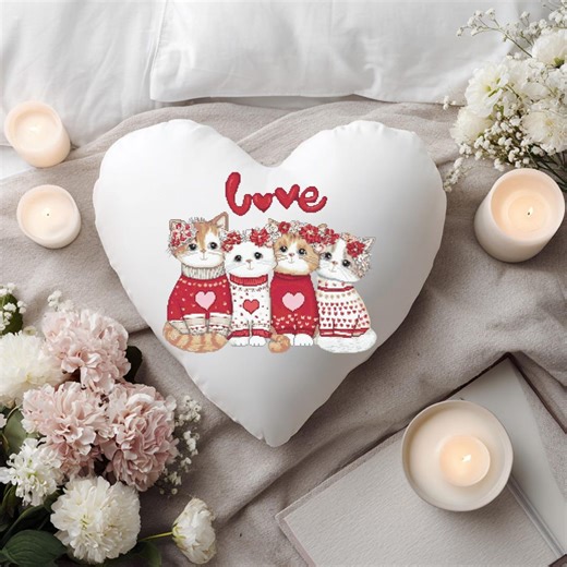 Cats Cross Stitch Pattern Instant PDF Download - Love Cats Watercolor Cross Stitch Hand Embroidery Kittens Valentine's Day Pattern Love Text - Etsy