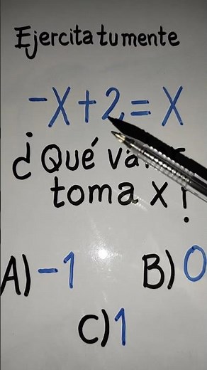 Do it mentally. What is x equal to in -x+2=x? #algebraicreasoning