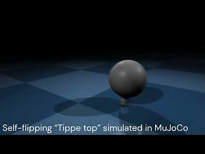 Self-flipping Tippe top in MuJoCo