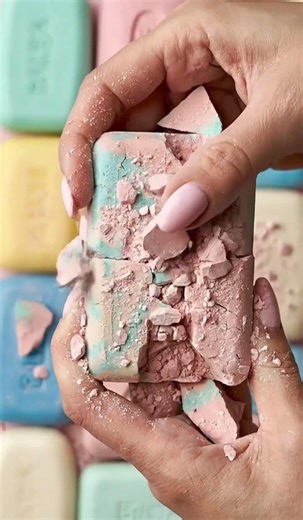Cozy and minty Crush soap 💜🌿 | ASMR Breaking BALEA Soap