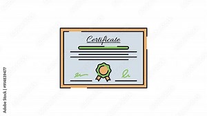 Certificate Motion Graphic, Looping Animation with Alpha Channel Transparent Background, perfectly for presentations, interactive website design, and interactive User Interface
