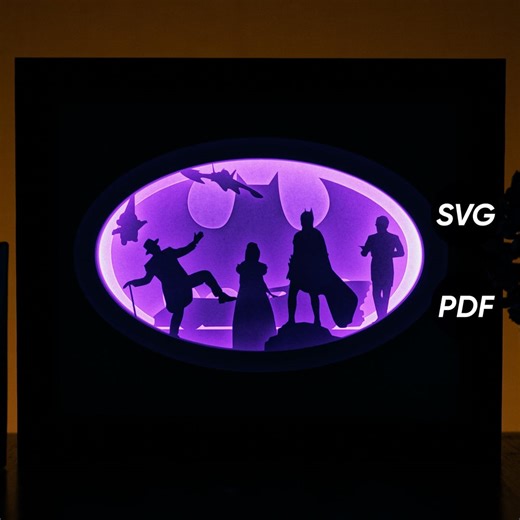 Bat Knight DIY Light Box Templates (PDF for Printing   SVG for Cutting Machines)   How to Make Shadow Box Video Tutorial - Etsy