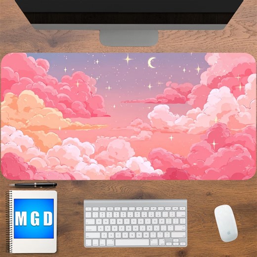 Dreamy Pink Cloud Desk Mat, Aesthetic Mouse Pad, Pastel Sky Art, Soft Girl Room Decor, Cute Office Desk Accessory - Etsy New Zealand