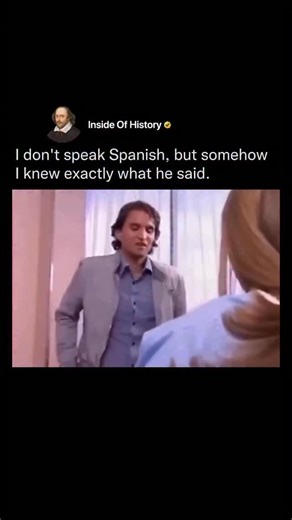 A1 Media Dose on Instagram: "This video is a humorous meme that uses a clip from a television show, likely a soap opera or comedy, to illustrate a common social situation where a speaker’s meaning transcends the actual language being spoken. The caption, “I don’t speak Spanish, but somehow I knew exactly what he said,” sets up the comedic scenario of understanding through tone, body language, and context rather than literal translation. The clip begins with a man speaking an intense, passionate,