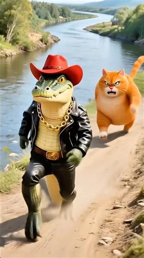 😂🐱✂️ A funny cat #Cat vs Crocodile: The Ultimate Payback! 🐱🔥🐊