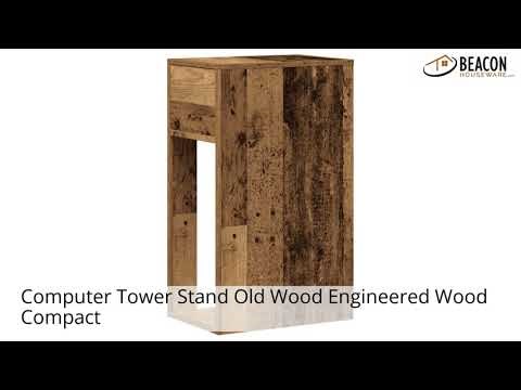 Computer Tower Stand Old Wood Engineered Wood Compact