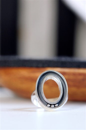 Sterling Silver Kinetic Ring, Handmade Oval Worry Jewelry - Etsy