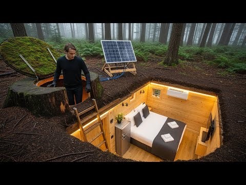 Building a House in the Forest (ASMR) – This Guy Built a Modern Mini Basement House All by Himself