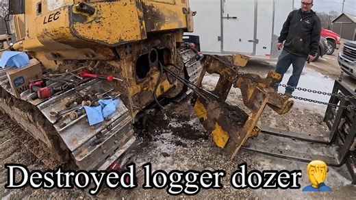 Fixing a damaged logging dozer