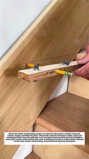 Precision Staircase Trim Installation #Woodworking #Carpentry