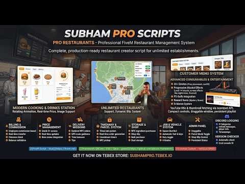 Pro Restaurants Script Full Showcase | Best FiveM Restaurant Job (Cooking, Delivery, DJ, Takeaway)
