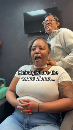 Because listen… the second it’s our turn in the chair, the professionalism be GONE. Me and @_cocothestylist had a good day. Shoes off. Laughing too loud. Talking salon tea. Cutting up like we ain’t got a whole license and standards 😂 But on a real note…As hairstylists, we are so good at showing up for everybody else. We make sure clients are booked, confirmed, on time, cared for, and looking GOOD. And somehow, we’re the ones pushing our own hair to the bottom of the list. That’s why having a ha