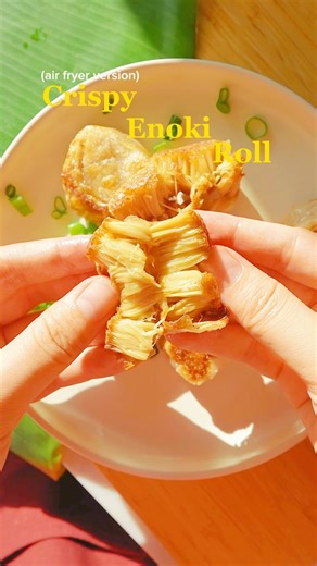 Kay on Instagram: "crispy enoki rolls air fryer version For recipe, make sure you’re following me first and comment “gimme recipe”. Otherwise, the message might not be sent to you. I can’t have enough of crispy enoki mushrooms and this recipe is loved by over a million of you, so I’ve finally made the air fryer version! Instead of frying in the pan, I wrapped them in rice paper and popped them in the air fryer. The mushrooms stay super juicy, and the rice paper gets so crispy! I’m using the @typ